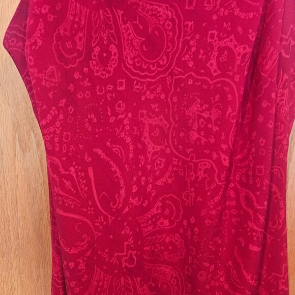 Vintage Red Paisley Slip Dress Y2K Strappy Maxi, Boho Festival Style Size 11 - Picture 4 of 10